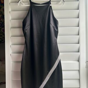 Black Formal Cocktail Dress with Silver Accent